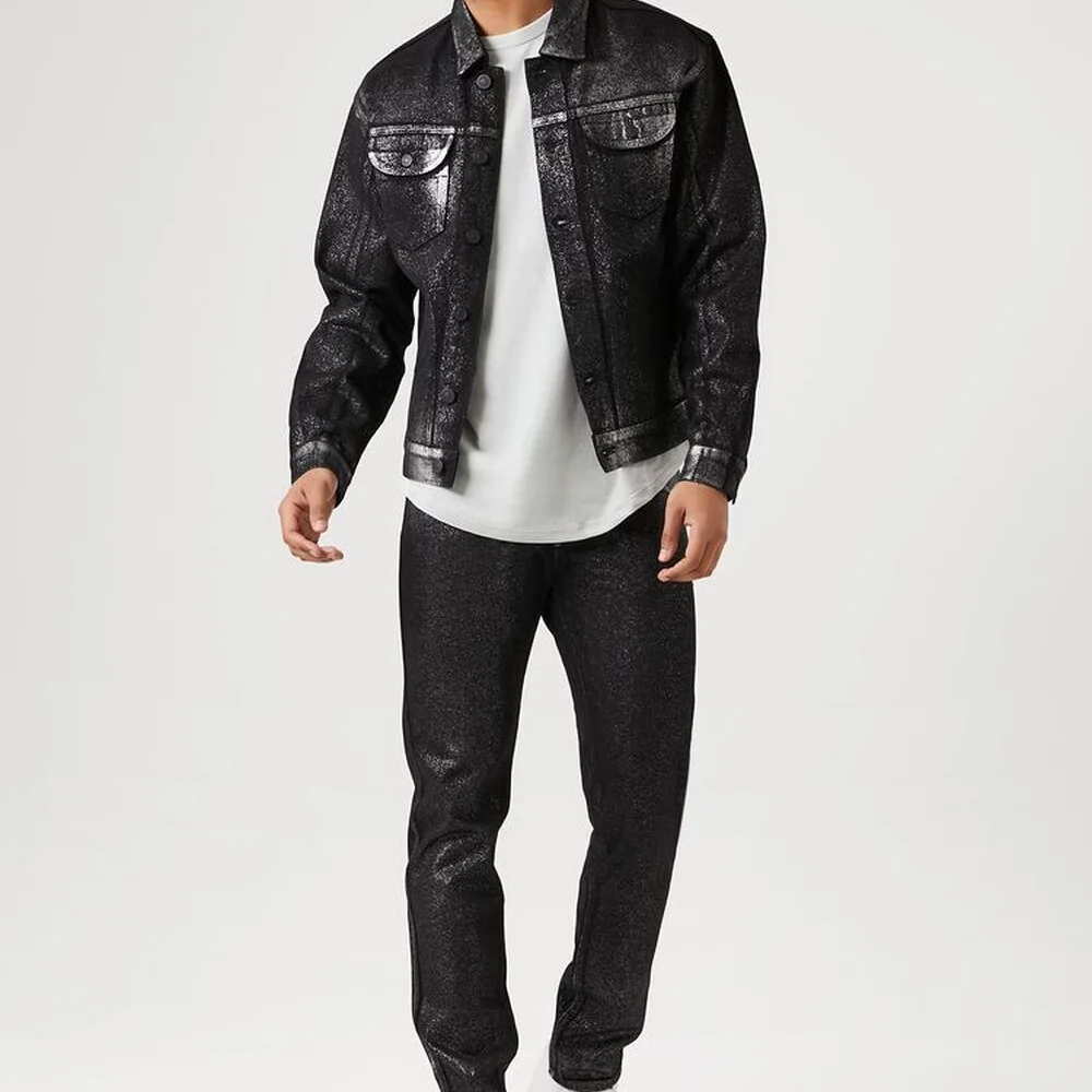 Forever 21 Metallic Black Denim Jacket XL
